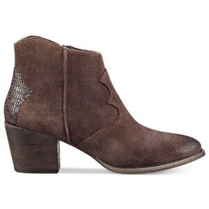 Marc Fisher Womens Brown Burnished Suede Contrast Stefani Western Bootie Size 10